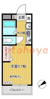 楽器ピアノ可相談 の 賃貸物件 1K 6.3万円の図面１