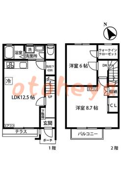 楽器ピアノ可相談 の 賃貸物件 2LDK 13.5万円の図面１