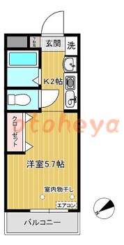 楽器ピアノ可相談 の 賃貸物件 1K 6.4万円の図面１