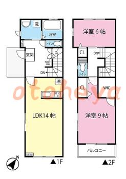 楽器ピアノ可相談 の 賃貸物件 2LDK 13.1万円の図面１