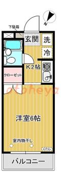 楽器ピアノ可相談 の 賃貸物件 1K 5万円の図面１