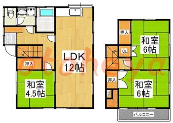 楽器ピアノ可相談 の 賃貸物件 3LDK 9.8万円の図面１