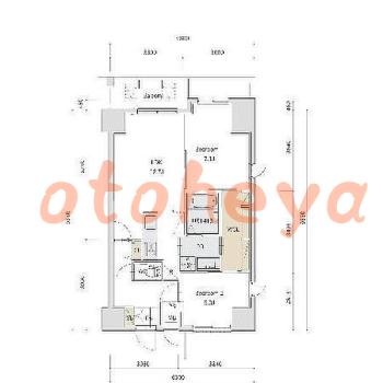 楽器ピアノ可相談 の 賃貸物件 2LDK 30.7万円の図面１