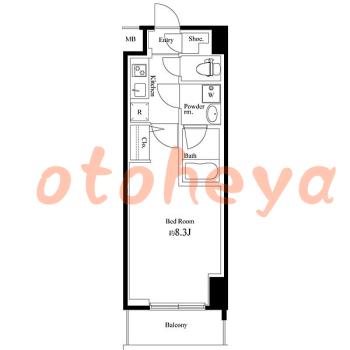 楽器ピアノ可相談 の 賃貸物件 1K 8.2万円の図面１