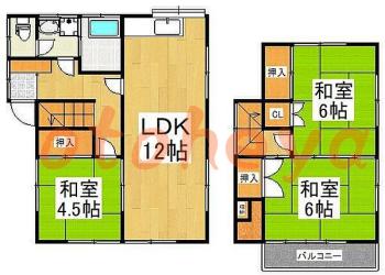 楽器ピアノ可相談 の 賃貸物件 3LDK 9.8万円の図面１