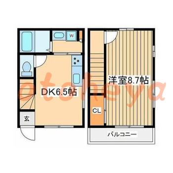 楽器ピアノ可相談 の 賃貸物件 1DK 7.3万円の図面１