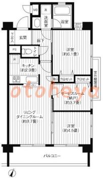 楽器ピアノ可相談 の 賃貸物件 2SLDK 13.9万円の図面１