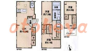 楽器ピアノ可相談 の 賃貸物件 3LDK 32万円の図面１