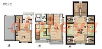 楽器ピアノ可相談 の 賃貸物件 3LDK 13.1万円の図面１