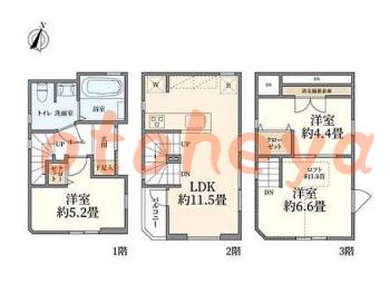 楽器ピアノ可相談 の 賃貸物件 3LDK 30万円の図面１