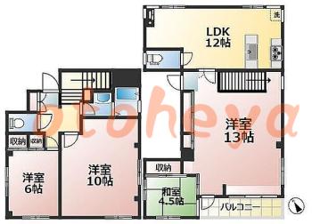楽器ピアノ可相談 の 賃貸物件 4LDK 40万円の図面１