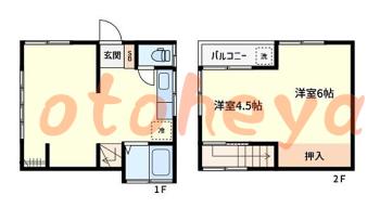 楽器ピアノ可相談 の 賃貸物件 2LDK 8.5万円の図面１