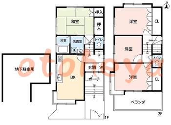 楽器ピアノ可相談 の 賃貸物件 4DK 10.8万円の図面１