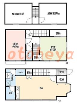 楽器ピアノ可相談 の 賃貸物件 2SLDK 14.8万円の図面１