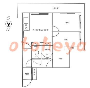 楽器ピアノ可相談 の 賃貸物件 2LDK 14万円の図面１