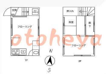 楽器ピアノ可相談 の 賃貸物件 2LDK 11万円の図面１