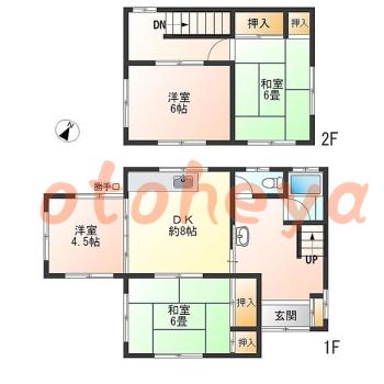 楽器ピアノ可相談 の 賃貸物件 4DK 16万円の図面１