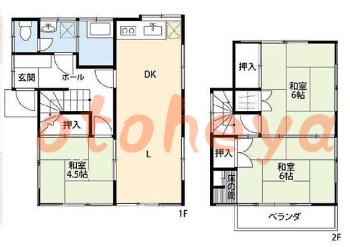 楽器ピアノ可相談 の 賃貸物件 3LDK 9.8万円の図面１