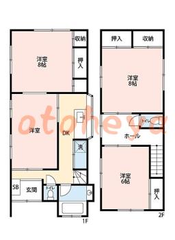 楽器ピアノ可相談 の 賃貸物件 4DK 9.8万円の図面１
