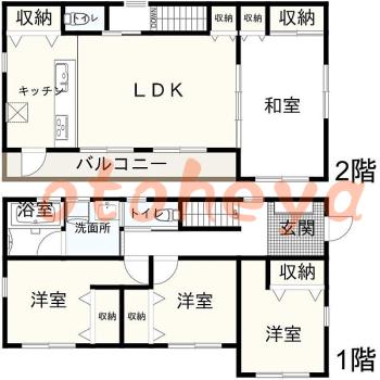 楽器ピアノ可相談 の 賃貸物件 4LDK 19.9万円の図面１