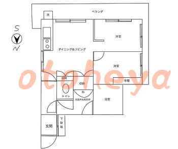 楽器ピアノ可相談 の 賃貸物件 2LDK 14万円の図面１