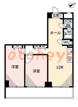 楽器ピアノ可相談 の 賃貸物件 2LDK 12.5万円の図面１
