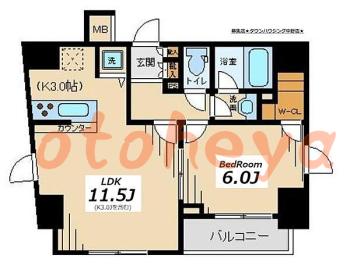 楽器ピアノ可相談 の 賃貸物件 1LDK 17.1万円の図面１