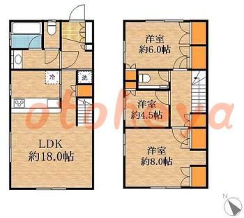 楽器ピアノ可相談 の 賃貸物件 3LDK 14.5万円の図面１