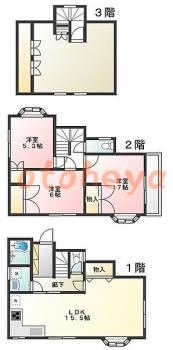 楽器ピアノ可相談 の 賃貸物件 4LDK 16万円の図面１