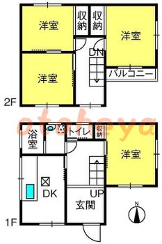楽器ピアノ可相談 の 賃貸物件 4DK 9.5万円の図面１