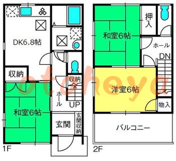 楽器ピアノ可相談 の 賃貸物件 3DK 9万円の図面１