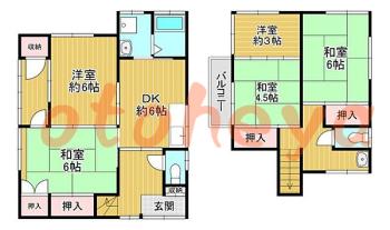 楽器ピアノ可相談 の 賃貸物件 5DK 9万円の図面１