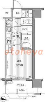 楽器ピアノ可相談 の 賃貸物件 1K 8.8万円の図面１