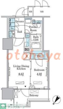 楽器ピアノ可相談 の 賃貸物件 1LDK 15.9万円の図面１
