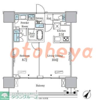 楽器ピアノ可相談 の 賃貸物件 1LDK 22.1万円の図面1