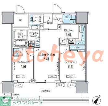 楽器ピアノ可相談 の 賃貸物件 2LDK 25.6万円の図面１