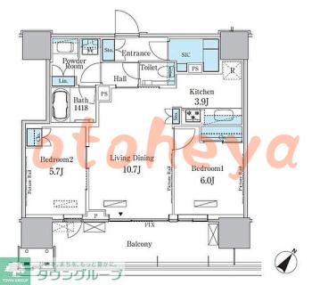 楽器ピアノ可相談 の 賃貸物件 2LDK 28.7万円の図面１
