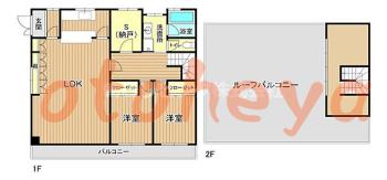 楽器ピアノ可相談 の 賃貸物件 2SLDK 24万円の図面１