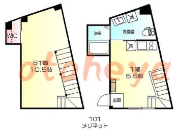 楽器ピアノ可相談 の 賃貸物件 1DK 16.5万円の図面１