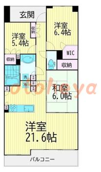 楽器ピアノ可相談 の 賃貸物件 3LDK 27.8万円の図面１