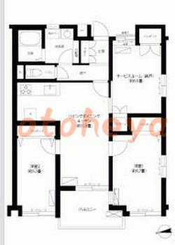 楽器ピアノ可相談 の 賃貸物件 2SLDK 22.9万円の図面１