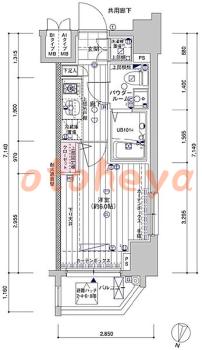 楽器ピアノ可相談 の 賃貸物件 1K 8.2万円の図面１