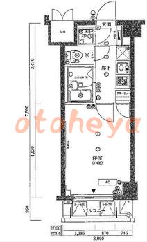 楽器ピアノ可相談 の 賃貸物件 1K 9万円の図面１