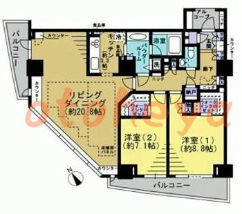 楽器ピアノ可相談 の 賃貸物件 2R 45万円の図面１