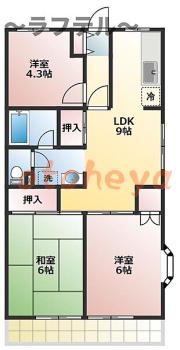 楽器ピアノ可相談 の 賃貸物件 3LDK 8.2万円の図面１
