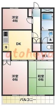 楽器ピアノ可相談 の 賃貸物件 3DK 8.2万円の図面１