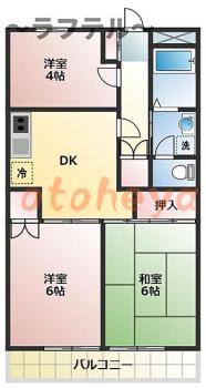 楽器ピアノ可相談 の 賃貸物件 3DK 8.2万円の図面１