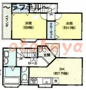 楽器ピアノ可相談 の 賃貸物件 2DK 6.8万円の図面１