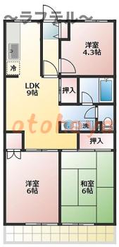楽器ピアノ可相談 の 賃貸物件 3LDK 8万円の図面１