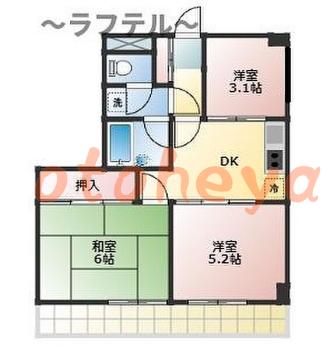楽器ピアノ可相談 の 賃貸物件 3DK 7万円の図面１